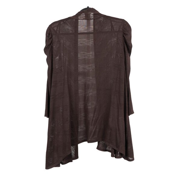 New Directions Sheer Brown Cardigan XL Womens Open Front Ruched 3/4 Sleeves - Picture 5 of 5